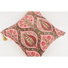Fabric Pillow, Fabric Pillow 18x18, Pale Pink Morocco Pattern Tulip Turkish Fabric Pillow, Decorative Accent and Throw Pillow