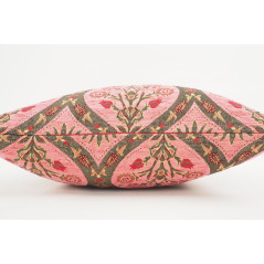 Fabric Pillow, Fabric Pillow 18x18, Pale Pink Morocco Pattern Tulip Turkish Fabric Pillow, Decorative Accent and Throw Pillow