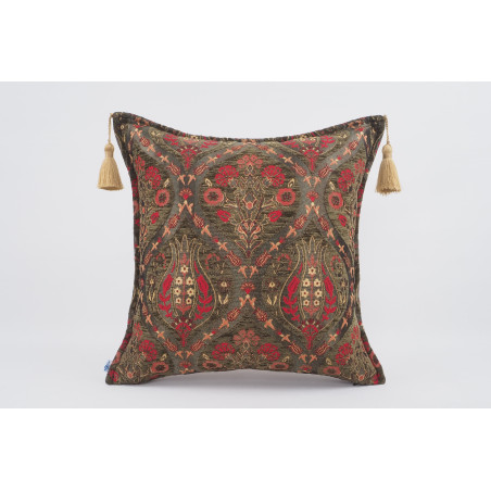Fabric Pillow, Fabric Pillow 18x18, Moss Green Morocco Pattern Tulip Turkish Fabric Pillow, Decorative Accent and Throw Pillow