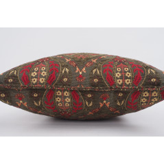 Fabric Pillow, Fabric Pillow 18x18, Moss Green Morocco Pattern Tulip Turkish Fabric Pillow, Decorative Accent and Throw Pillow