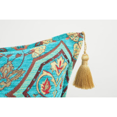 Fabric Pillow, Fabric Pillow 18x18, Turquoise Blue Carnation Pattern Turkish Fabric Pillow Cover, Decorative and Throw Pillow