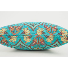 Fabric Pillow, Fabric Pillow 18x18, Turquoise Blue Carnation Pattern Turkish Fabric Pillow Cover, Decorative and Throw Pillow