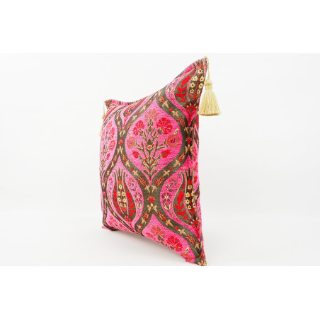 Fabric Pillow, Fabric Pillow 18x18, Mazenda Pink Morocco Pattern Tulip Turkish Fabric Pillow, Decorative Accent and Throw Pillow