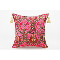 Fabric Pillow, Fabric Pillow 18x18, Mazenda Pink Morocco Pattern Tulip Turkish Fabric Pillow, Decorative Accent and Throw Pillow