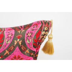 Fabric Pillow, Fabric Pillow 18x18, Mazenda Pink Morocco Pattern Tulip Turkish Fabric Pillow, Decorative Accent and Throw Pillow