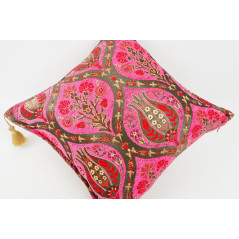 Fabric Pillow, Fabric Pillow 18x18, Mazenda Pink Morocco Pattern Tulip Turkish Fabric Pillow, Decorative Accent and Throw Pillow