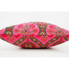 Fabric Pillow, Fabric Pillow 18x18, Mazenda Pink Morocco Pattern Tulip Turkish Fabric Pillow, Decorative Accent and Throw Pillow