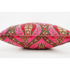 Fabric Pillow, Fabric Pillow 18x18, Mazenda Pink Morocco Pattern Tulip Turkish Fabric Pillow, Decorative Accent and Throw Pillow