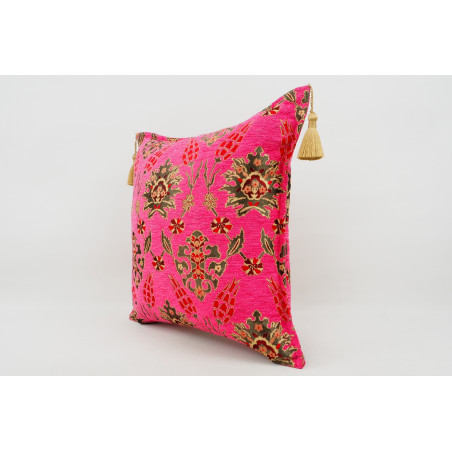 Fabric Pillow,Fabric Pillow 18x18,Mazenda Pink Topkapi Palace Tulip Pattern Turkish Fabric Pillow Cover,Decorative Throw Pillow