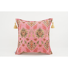 Fabric Pillow,Fabric Pillow 18x18,Pale Pink Topkapi Palace Tulip Pattern Turkish Fabric Pillow,Decorative Pillow,Throw Pillow