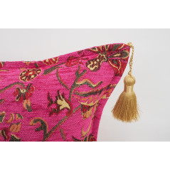 Fabric Pillow, Fabric Pillow 18x18, Mazenda Pink Carnation Pattern Turkish Fabric Pillow, Decorative Accent and Throw Pillow