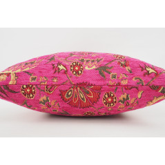 Fabric Pillow, Fabric Pillow 18x18, Mazenda Pink Carnation Pattern Turkish Fabric Pillow, Decorative Accent and Throw Pillow