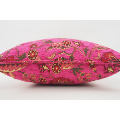 Fabric Pillow, Fabric Pillow 18x18, Mazenda Pink Carnation Pattern Turkish Fabric Pillow, Decorative Accent and Throw Pillow