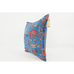 Fabric Pillow, Fabric Pillow 18x18, Navy Blue Caucasus Carnation Pattern Turkish Fabric Pillow,Decorative Pillow,Bohemian Pillow