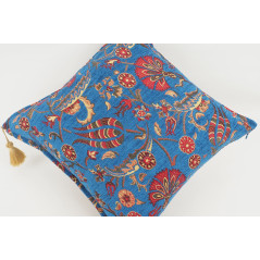 Fabric Pillow, Fabric Pillow 18x18, Navy Blue Caucasus Carnation Pattern Turkish Fabric Pillow,Decorative Pillow,Bohemian Pillow