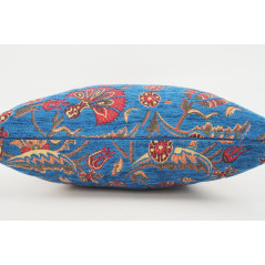 Fabric Pillow, Fabric Pillow 18x18, Navy Blue Caucasus Carnation Pattern Turkish Fabric Pillow,Decorative Pillow,Bohemian Pillow