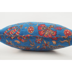 Fabric Pillow, Fabric Pillow 18x18, Navy Blue Caucasus Carnation Pattern Turkish Fabric Pillow,Decorative Pillow,Bohemian Pillow