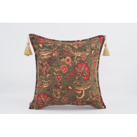 Fabric Pillow,Fabric Pillow 18x18,Moss Green Caucasus Carnation Pattern Turkish Fabric Pillow,Decorative Pillow,Bohemian Pillow