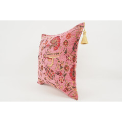 Fabric Pillow, Fabric Pillow 18x18, Pale Pink Caucasus Carnation Pattern Turkish Fabric Pillow,Decorative Pillow,Bohemian Pillow