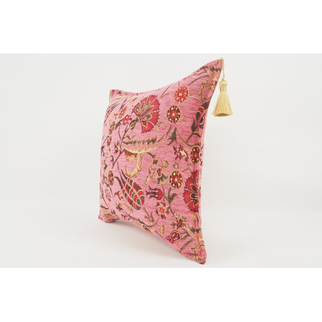 Fabric Pillow, Fabric Pillow 18x18, Pale Pink Caucasus Carnation Pattern Turkish Fabric Pillow,Decorative Pillow,Bohemian Pillow