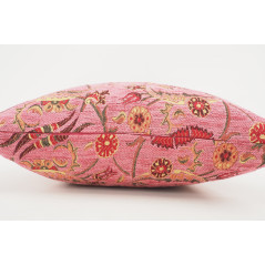 Fabric Pillow, Fabric Pillow 18x18, Pale Pink Caucasus Carnation Pattern Turkish Fabric Pillow,Decorative Pillow,Bohemian Pillow