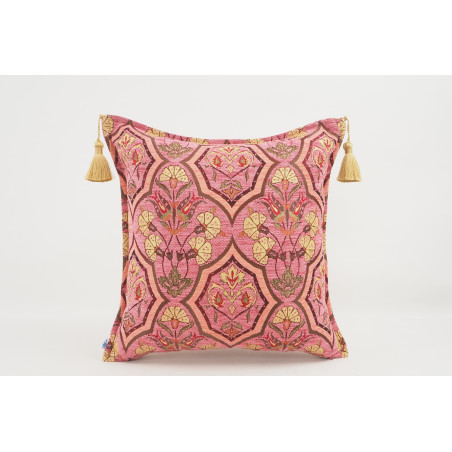 Fabric Pillow, Fabric Pillow 18x18, Pale Pink Carnation Pattern Turkish Fabric Pillow Cover, Decorative Accent and Throw Pillow