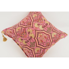 Fabric Pillow, Fabric Pillow 18x18, Pale Pink Carnation Pattern Turkish Fabric Pillow Cover, Decorative Accent and Throw Pillow