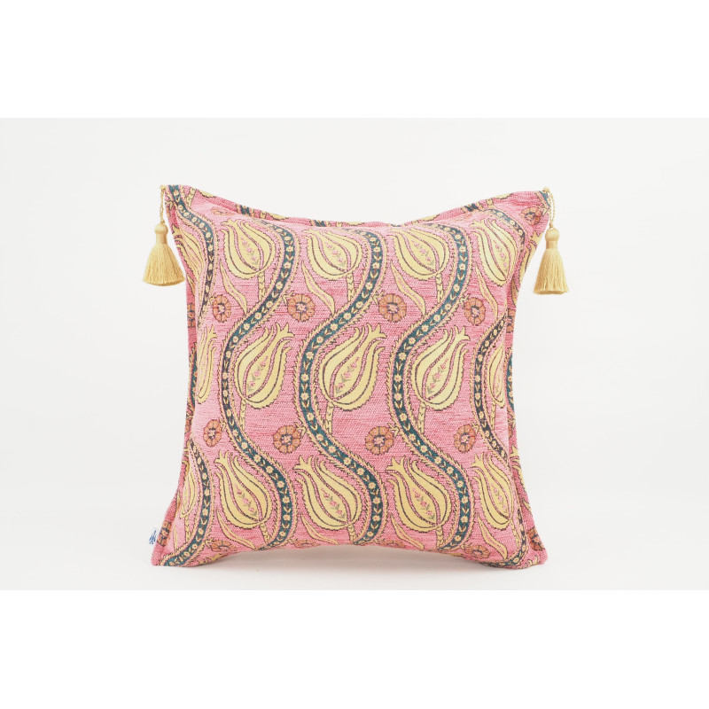 Fabric Pillow, Fabric Pillow 18x18, Pale Pink Water Line Tulip Pattern Turkish Fabric Pillow, Decorative and Throw Pillow Fabric Pillow, Fabric Pillow 18x18, Pale Pink Water Line Tulip Pattern Turkish Fabric Pillow, Decorative and Throw Pillow