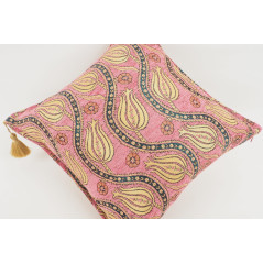 Fabric Pillow, Fabric Pillow 18x18, Pale Pink Water Line Tulip Pattern Turkish Fabric Pillow, Decorative and Throw Pillow