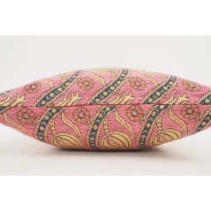 Fabric Pillow, Fabric Pillow 18x18, Pale Pink Water Line Tulip Pattern Turkish Fabric Pillow, Decorative and Throw Pillow
