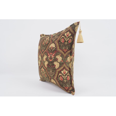 Fabric Pillow, Fabric Pillow 18x18, Moss Green Carnation Pattern Turkish Fabric Pillow Cover, Decorative Accent and Throw Pillow