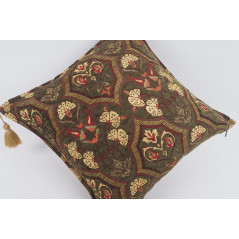 Fabric Pillow, Fabric Pillow 18x18, Moss Green Carnation Pattern Turkish Fabric Pillow Cover, Decorative Accent and Throw Pillow