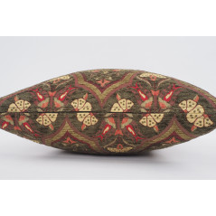 Fabric Pillow, Fabric Pillow 18x18, Moss Green Carnation Pattern Turkish Fabric Pillow Cover, Decorative Accent and Throw Pillow