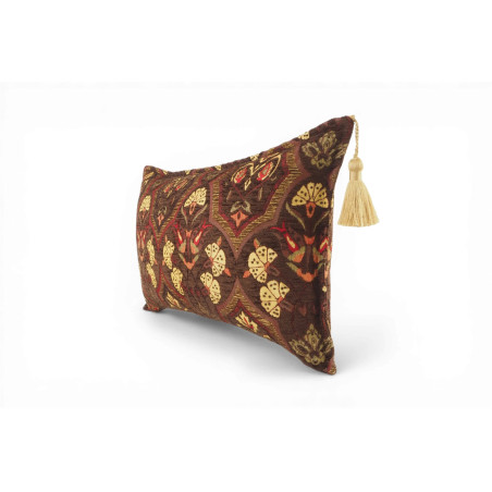 Fabric Pillow, Fabric Pillow 12x20, Brown Carnation Pattern Turkish Fabric Pillow,Decorative Throw Pillow,Bohemian Pillow
