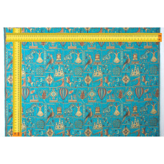 Turkish Upholstery Fabric by the Yard and Meter | Turquoise Blue Dream  Pattern Jacquard Fabric for Sofa Chair,Curtains Fabric