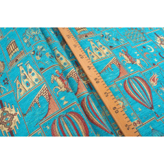 Upholstery Fabric,Turkish Fabric By the Meter, By the Yard, Turquoise Blue Dream Pattern Upholstery Fabric