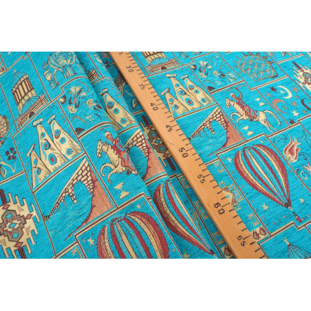 Upholstery Fabric,Turkish Fabric By the Meter, By the Yard, Turquoise Blue Dream Pattern Upholstery Fabric
