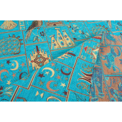 Turkish Upholstery Fabric by the Yard and Meter | Turquoise Blue Dream  Pattern Jacquard Fabric for Sofa Chair,Curtains Fabric