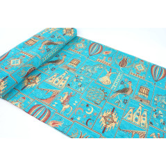 Turkish Upholstery Fabric by the Yard and Meter | Turquoise Blue Dream  Pattern Jacquard Fabric for Sofa Chair,Curtains Fabric