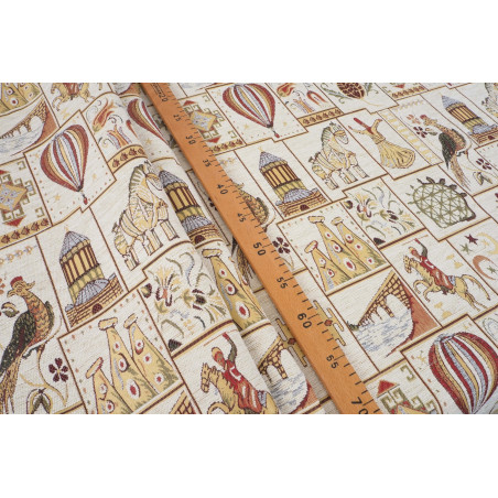 Turkish Upholstery Fabric by the Yard and Meter | Beige Dream Pattern Jacquard Fabric for Sofa Chair,Couch Cover and Curtains