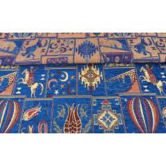Turkish Upholstery Fabric by the Yard and Meter|Royal Blue Dream Pattern Jacquard Fabric for Sofa Chair,Couch Cover and Curtains