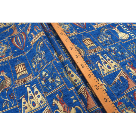 Turkish Upholstery Fabric by the Yard and Meter|Royal Blue Dream Pattern Jacquard Fabric for Sofa Chair,Couch Cover and Curtains