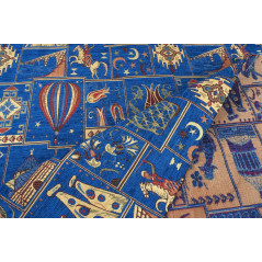 Turkish Upholstery Fabric by the Yard and Meter|Royal Blue Dream Pattern Jacquard Fabric for Sofa Chair,Couch Cover and Curtains