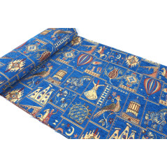 Turkish Upholstery Fabric by the Yard and Meter|Royal Blue Dream Pattern Jacquard Fabric for Sofa Chair,Couch Cover and Curtains