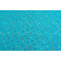 Turkish Upholstery Fabric by the Yard and Meter | Turquoise Blue Arabian Night Pattern Jacquard Fabric for Sofa Chair,Curtains