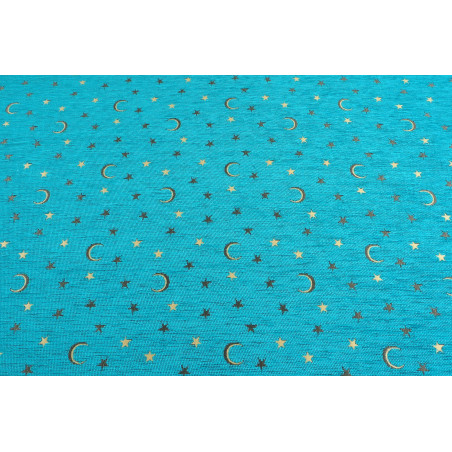 Turkish Upholstery Fabric by the Yard and Meter | Turquoise Blue Arabian Night Pattern Jacquard Fabric for Sofa Chair,Curtains