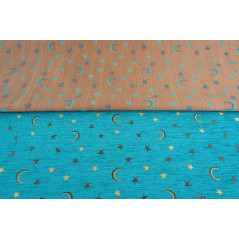 Turkish Upholstery Fabric by the Yard and Meter | Turquoise Blue Arabian Night Pattern Jacquard Fabric for Sofa Chair,Curtains