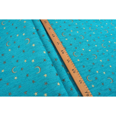 Turkish Upholstery Fabric by the Yard and Meter | Turquoise Blue Arabian Night Pattern Jacquard Fabric for Sofa Chair,Curtains