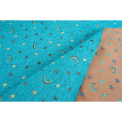 Turkish Upholstery Fabric by the Yard and Meter | Turquoise Blue Arabian Night Pattern Jacquard Fabric for Sofa Chair,Curtains