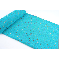 Turkish Upholstery Fabric by the Yard and Meter | Turquoise Blue Arabian Night Pattern Jacquard Fabric for Sofa Chair,Curtains
